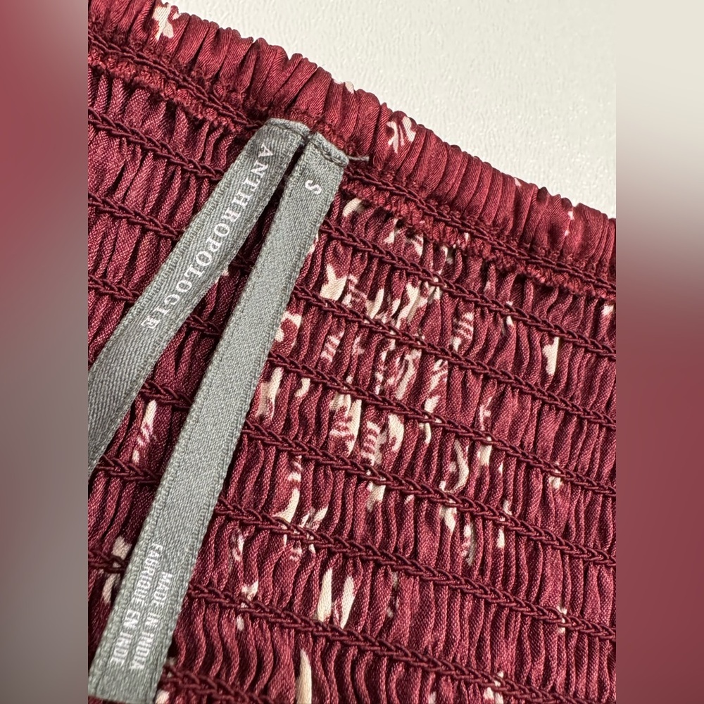 Anthropologie Star Print Pajama Set Burgundy Smocked Cami & Shorts Size S NWOT - Picture 9 of 9